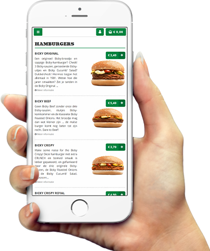 Voorbeeld van onze app op smartphone Voorbeeld van onze app op smartphone